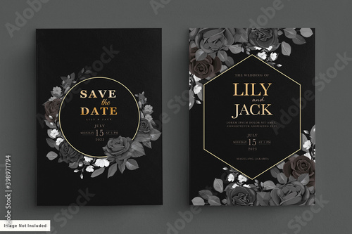 dark wedding card set template