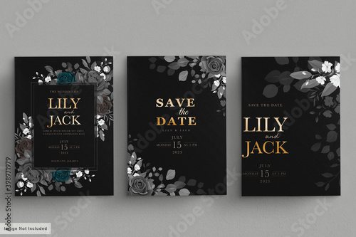dark wedding card set template