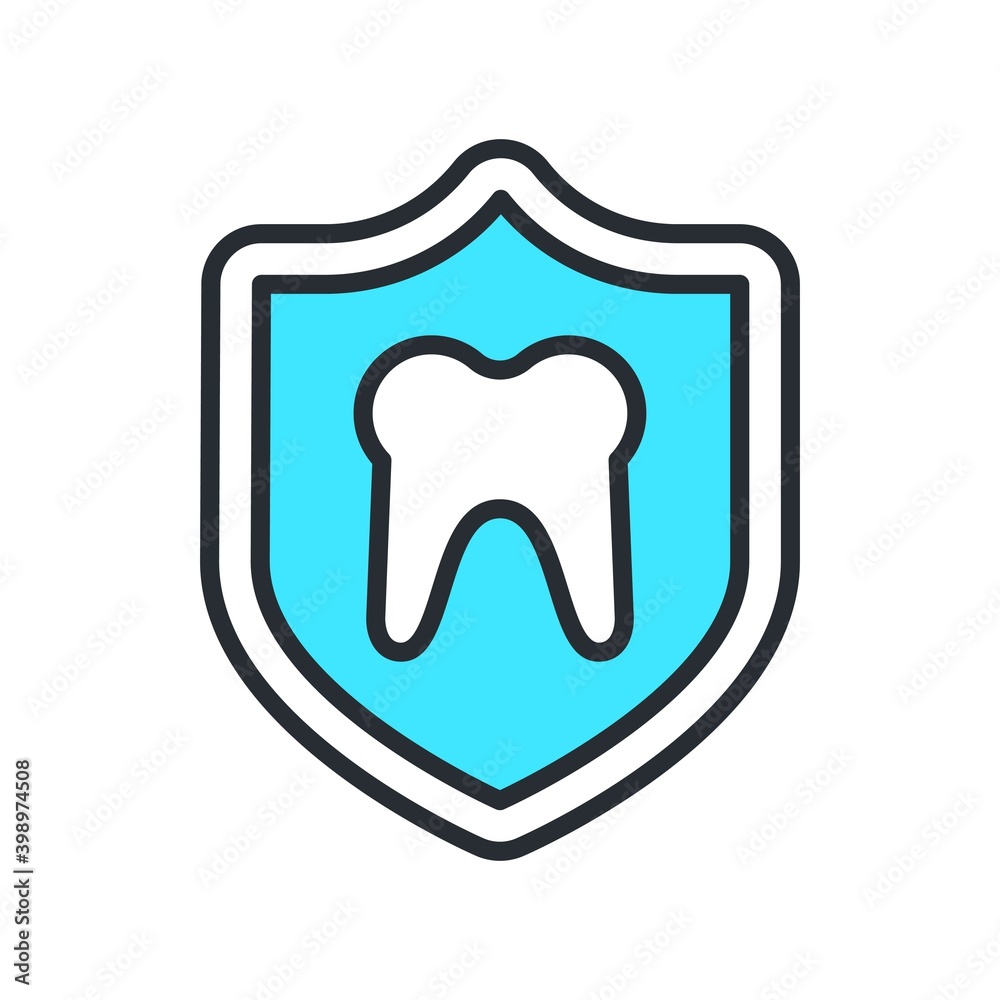 Dental care, tooth protection icon. Flat design style. Dental care, tooth protection icon. Flat design style.