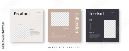 Fashion social media post template. Aesthetic social media feed post template for fashion business.