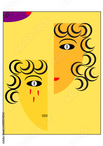 Abstract woman portrait in contemporary style. Colorful geometric face, modern vector illustration.