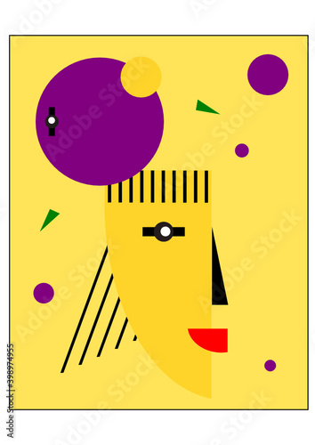 Abstract woman portrait in contemporary style. Colorful geometric face, modern vector illustration.