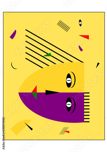 Abstract woman portrait in contemporary style. Colorful geometric face, modern vector illustration.