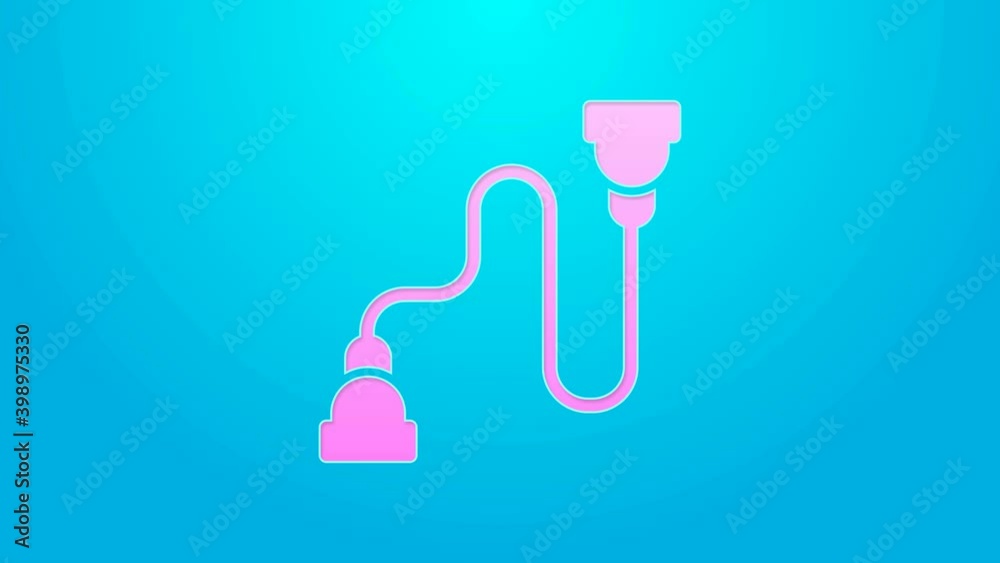 Pink line Chest expander icon isolated on blue background. 4K Video motion graphic animation Pink line Chest expander icon isolated on blue background. 4K Video motion graphic animation