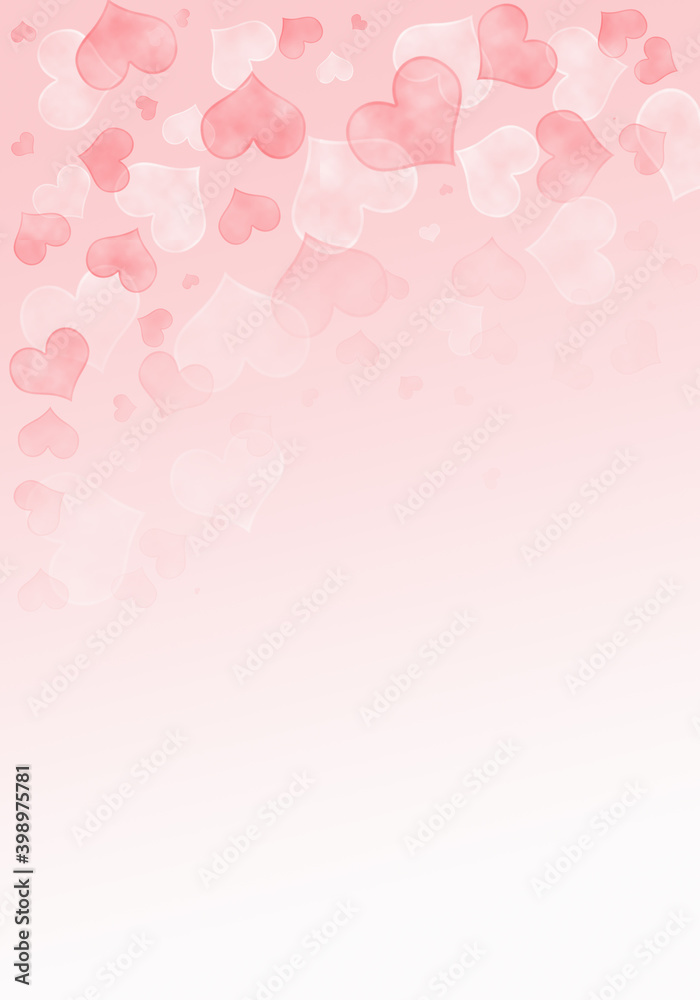 Abstract pink background with blurred hearts. Illustration with hearts for Valentine\'s day