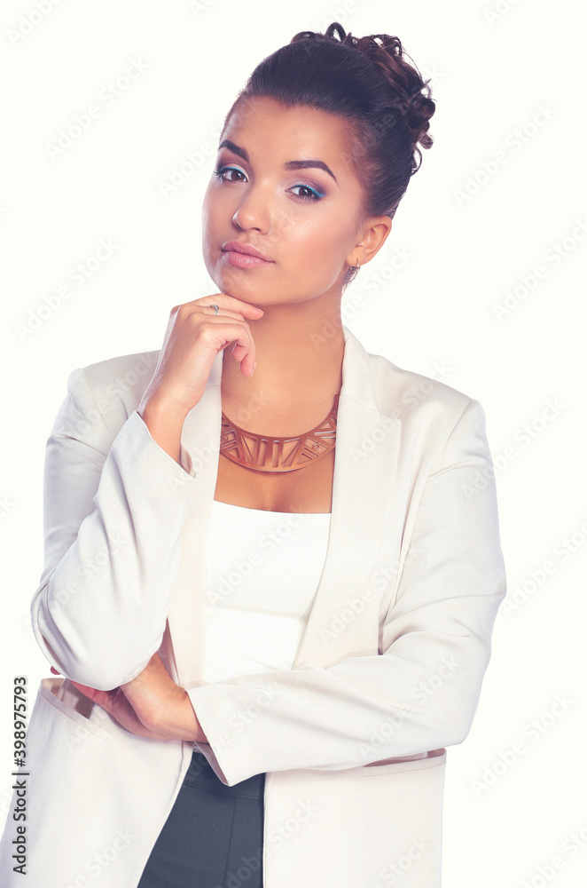 Portrait of business woman standing with crossed arms in office Portrait of business woman standing with crossed arms in office