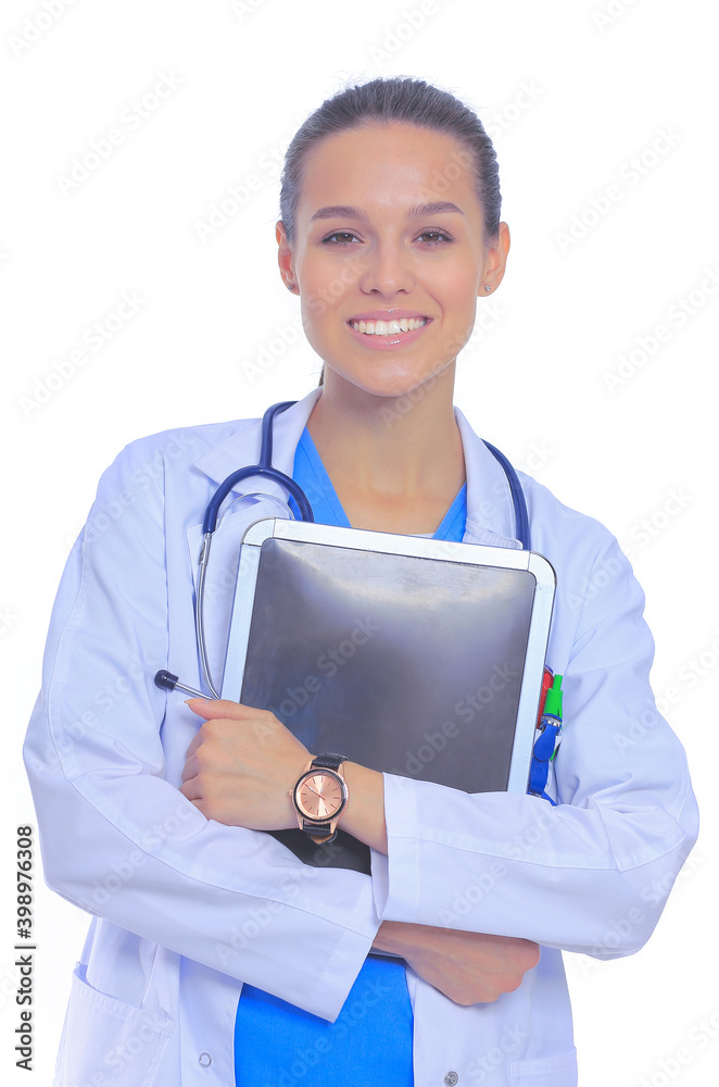 Beautiful young female with tablet computer. Woman doctors Beautiful young female with tablet computer. Woman doctors
