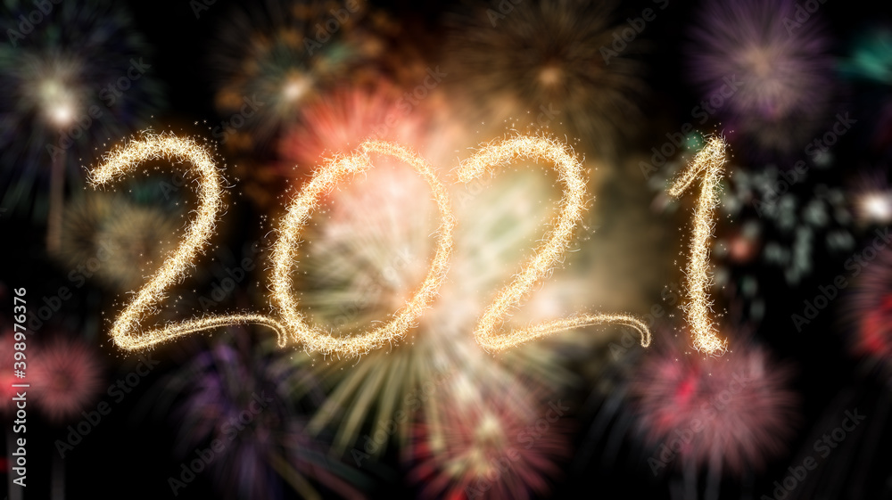 2021 New Year fireworks background