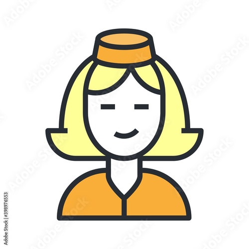 Stewardess icon. Flight attendant vector illustration.