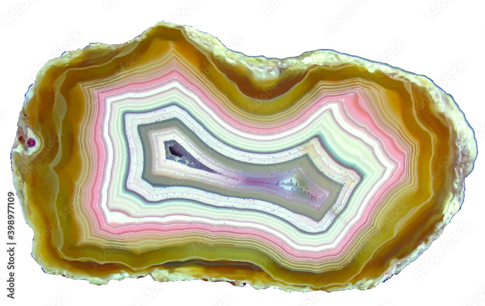 agate crystal geode slice on white background - obrazy, fototapety, plakaty 