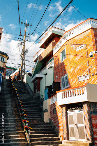 Choryang Ibagu-gil stairs road with old house in Busan, Korea © Sanga