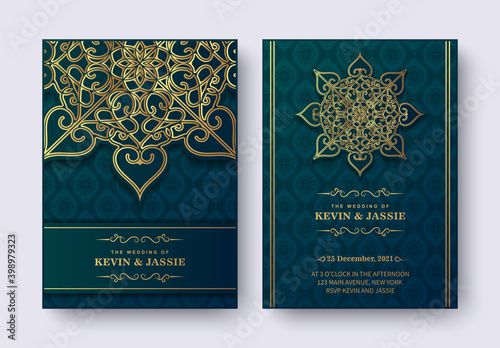 Luxury mandala style wedding invitation