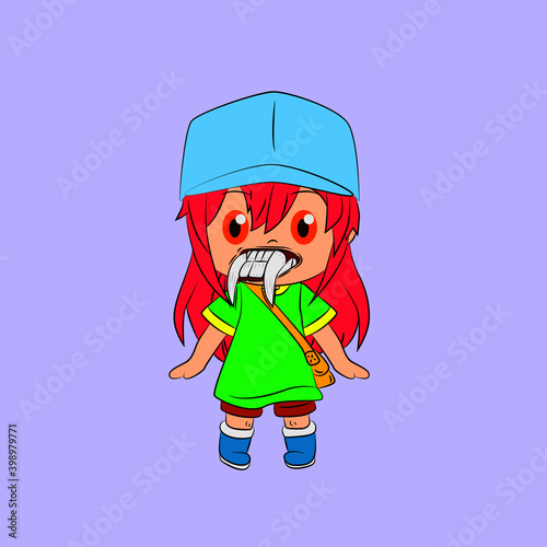 girl laughing and talk out loud, streetwear or t-shirt design
