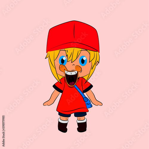 girl laughing and talk out loud, streetwear or t-shirt design
