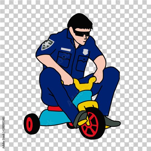 Policeman/cop riding a tricycle - Vectors (EPS)