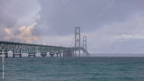 Mighty Mackinaw bridge caught in stormy weather in Michigan  © SNEHIT PHOTO