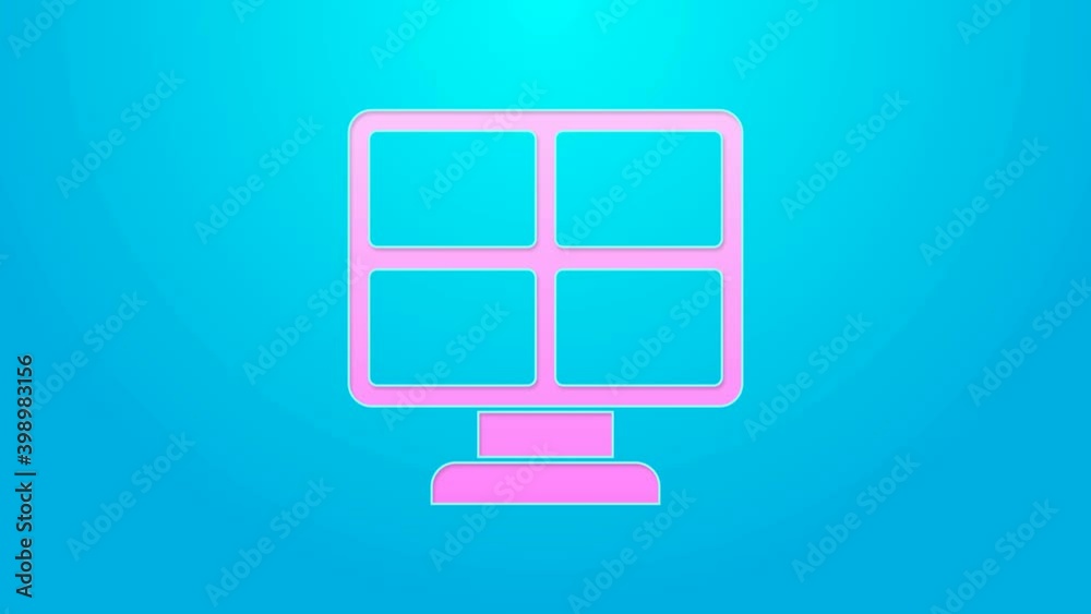 Pink line Solar energy panel icon isolated on blue background. 4K Video motion graphic animation Pink line Solar energy panel icon isolated on blue background. 4K Video motion graphic animation