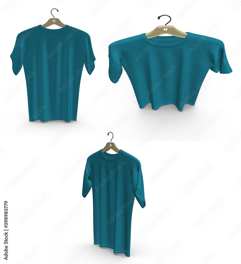 3D rendering - High resolution image white T-shirt on a hanger template isolated on white background, high quality details 3D rendering - High resolution image white T-shirt on a hanger template isolated on white background, high quality details
