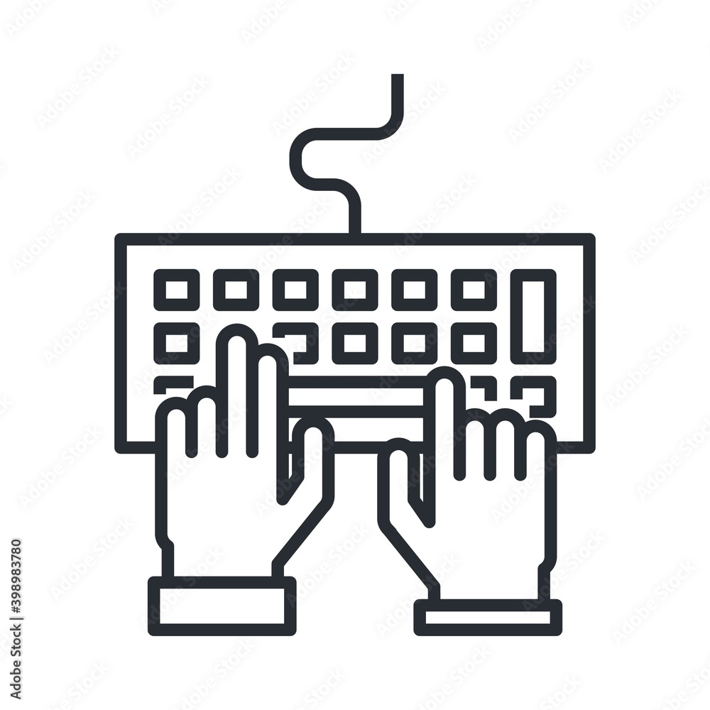 Computer keyboard, typing icon. Line icon for programming, office work,  freelance typing concept. Stock Illustration | Adobe Stock