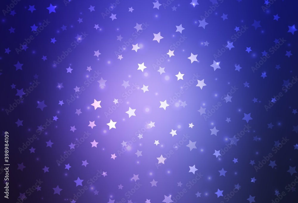 Light Purple vector background with xmas snowflakes, stars.