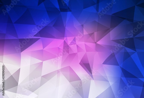 Dark Pink  Blue vector low poly background.