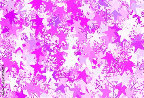 Light Purple vector background with colored stars.