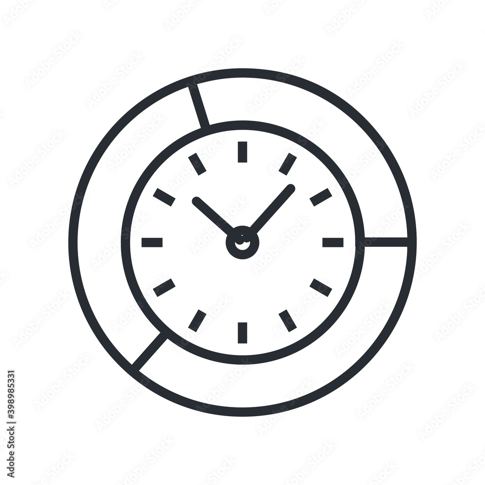 Office clock icon in line design style. Office clock icon in line design style.
