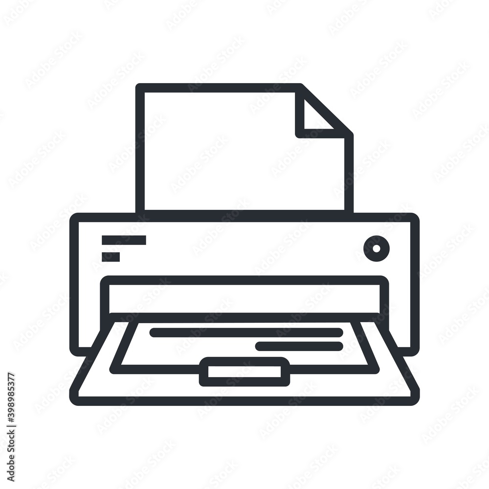 Office printer icon in line design style. Office printer icon in line design style.