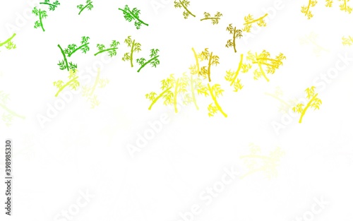 Light Green, Yellow vector natural background with branches.