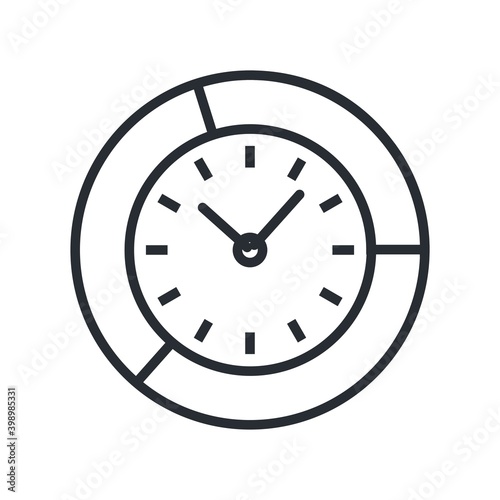 Office clock icon in line design style.