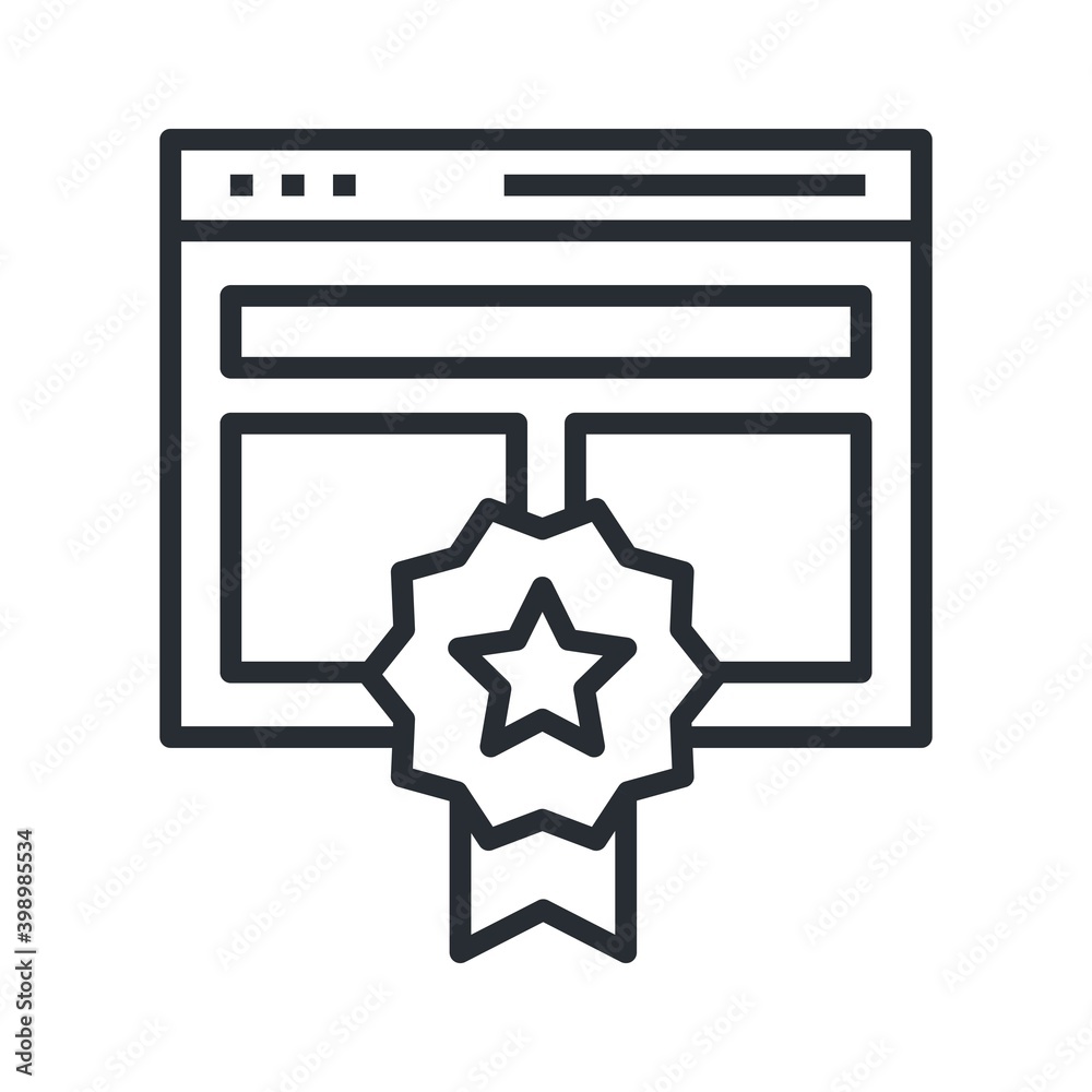 Website quality certificate icon in line design style. Website quality certificate icon in line design style.