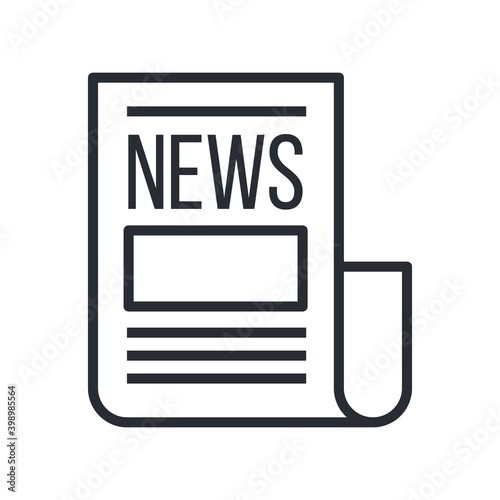 Newspaper icon in line design style. Vector illustration.