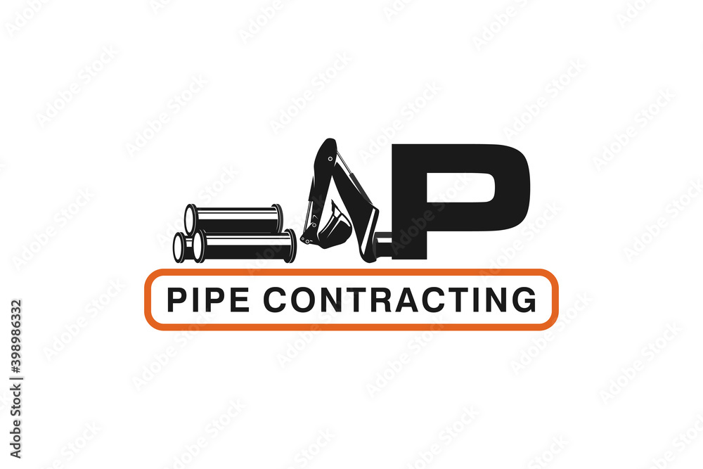 Excavator construction logo design, sawer work, excavator logo element heavy equipment work. pipe construction. Excavator construction logo design, sawer work, excavator logo element heavy equipment work. pipe construction.