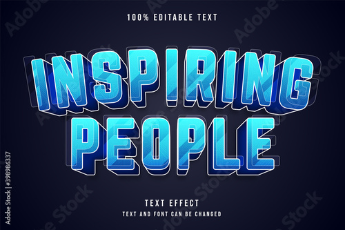 Inspiring people,3d editable text effect blue gradation futurist text style