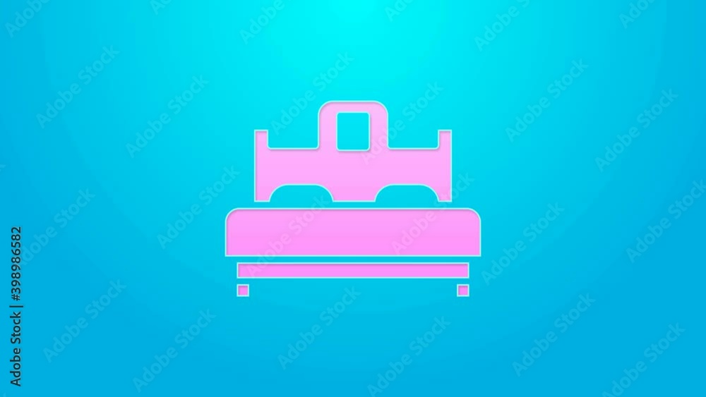 Pink line Bedroom icon isolated on blue background. Wedding, love, marriage symbol. Bedroom creative icon from honeymoon collection. 4K Video motion graphic animation Pink line Bedroom icon isolated on blue background. Wedding, love, marriage symbol. Bedroom creative icon from honeymoon collection. 4K Video motion graphic animation