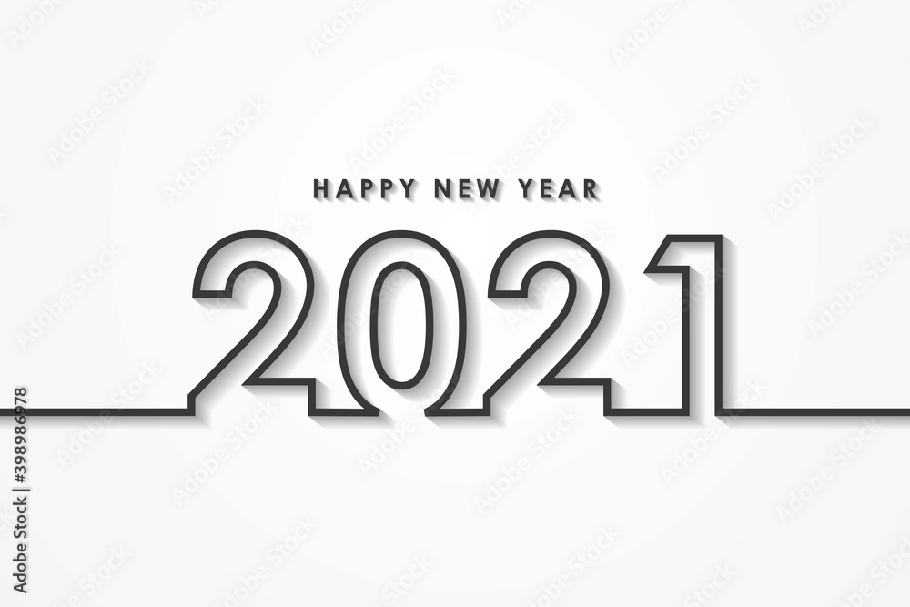 Happy new year 2021 with simple black color design on white background. Design template Celebration typography poster, banner or greeting card and happy new year. Vector Illustration Happy new year 2021 with simple black color design on white background. Design template Celebration typography poster, banner or greeting card and happy new year. Vector Illustration