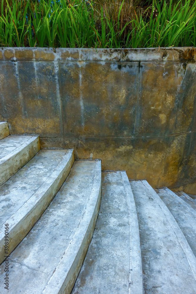 Architectural design of stair concrete. Spiral staircase. Stairs. Abstract steps. wide stone stairs.