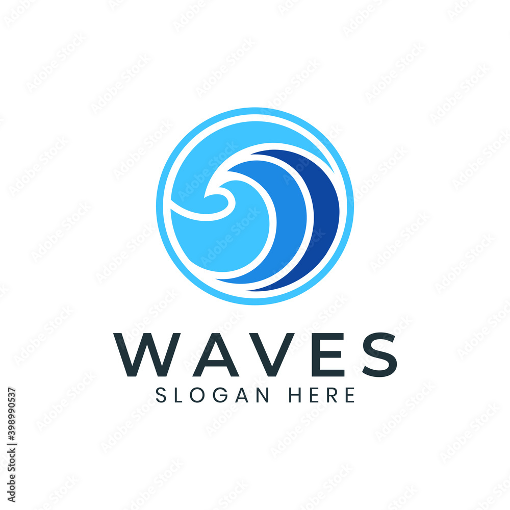 Minimalist circle wave logo template