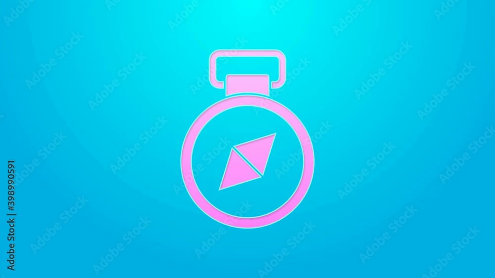 Pink line Compass icon isolated on blue background. Windrose navigation symbol. Wind rose sign. 4K Video motion graphic animation Pink line Compass icon isolated on blue background. Windrose navigation symbol. Wind rose sign. 4K Video motion graphic animation