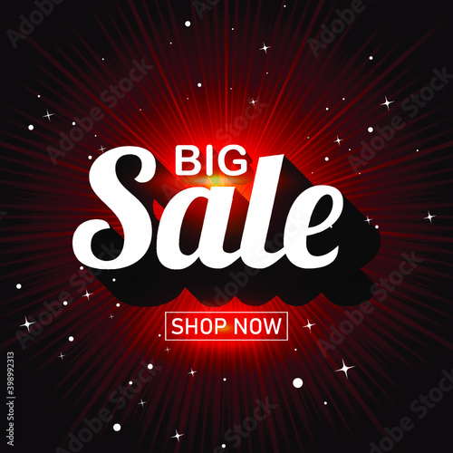 Big Sale , shop now typographic text isolated in an abstract brighten background 