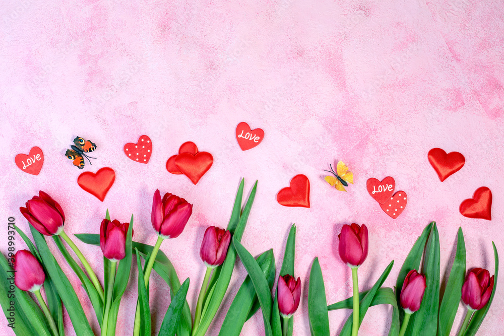 Tulips, Valentines and flying butterflies.