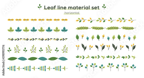 手描きの植物の素材セット（ライン）
