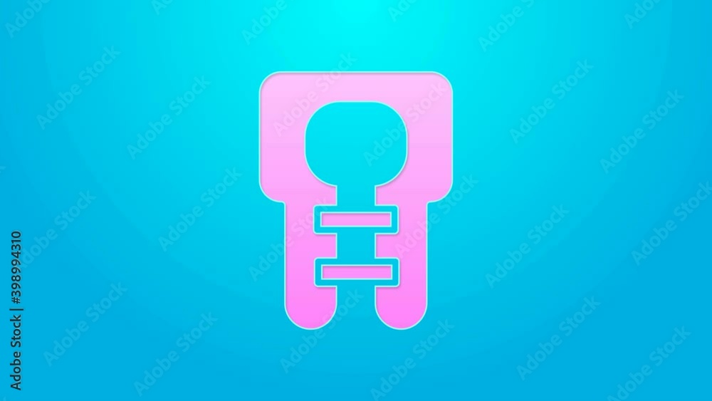 Pink line Life jacket icon isolated on blue background. Life vest icon. Extreme sport. Sport equipment. 4K Video motion graphic animation Pink line Life jacket icon isolated on blue background. Life vest icon. Extreme sport. Sport equipment. 4K Video motion graphic animation