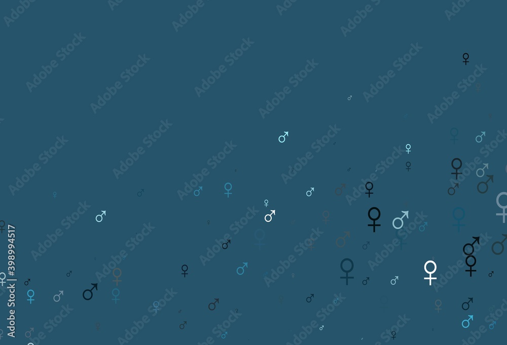 Light blue vector backdrop with gender signs.