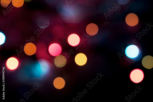 Colorful sircles bokeh on a dark  backgroud