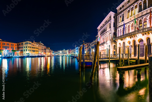 Grand Canal and Rialto bridge in Venice, Italy