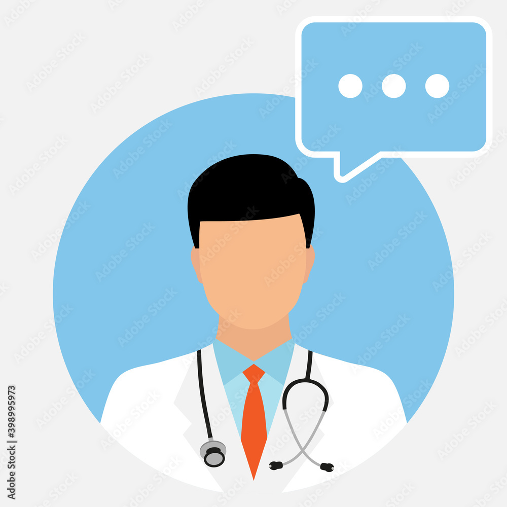 Doctor avatar with chat bubble. online medical consulting services. Doctor avatar with chat bubble. online medical consulting services.