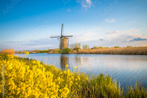 Old dutch windmill at Kinderjik in Netherlands 