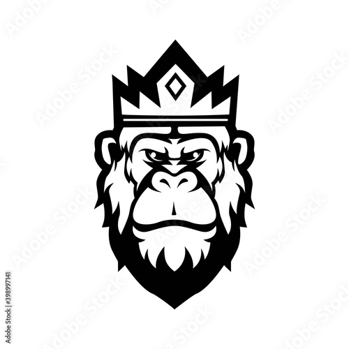 King kong mascot logo silhouette version. Gorilla logo in sport style, mascot logo illustration design vector