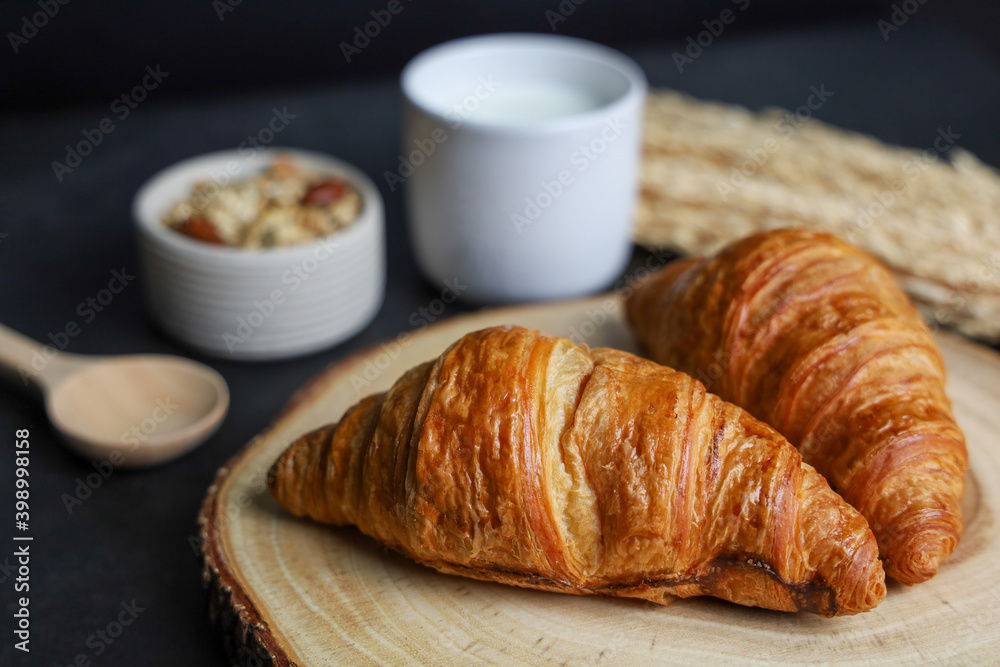 croissant and cup of milk